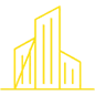 Yellow icon of a construction building