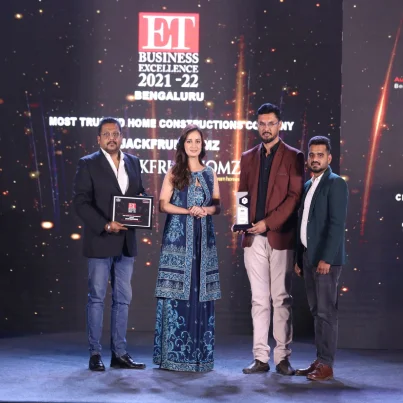 Economic Times Business Excellence Awards Bengaluru 2022 for Most Trusted Home Construction Company.